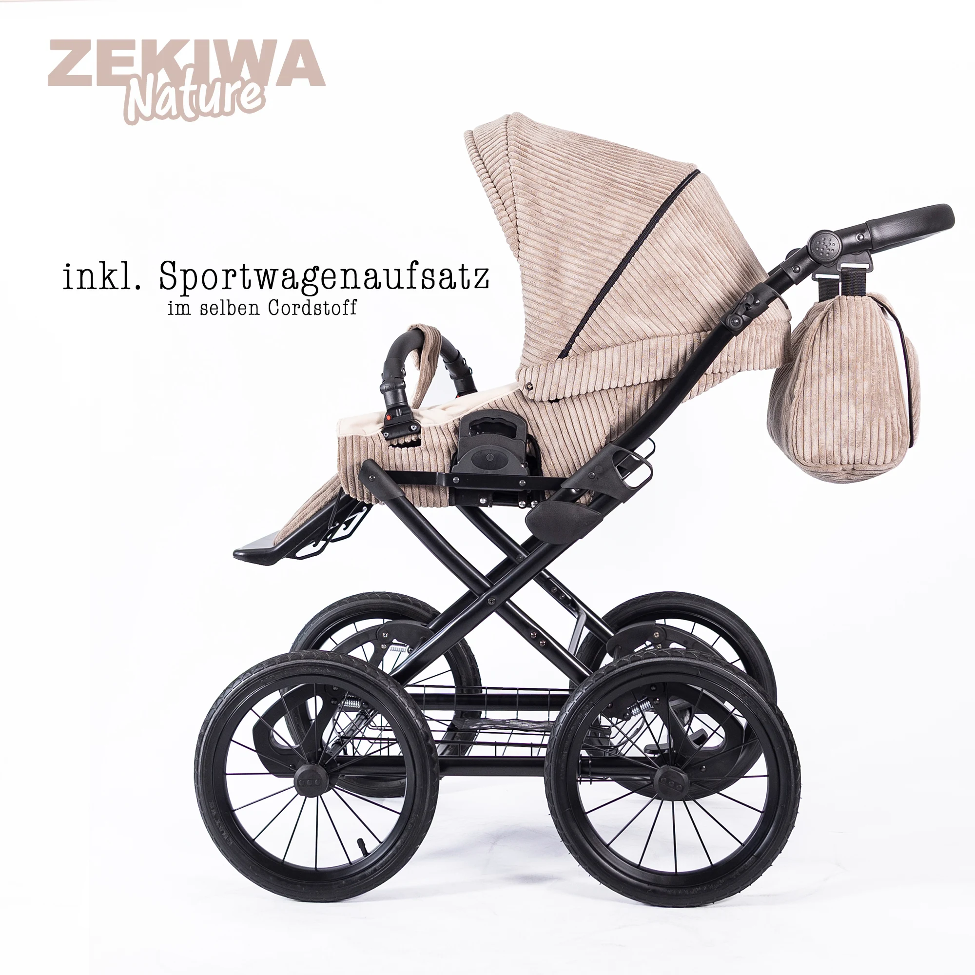Korbkinderwagen Natur - Retro Kinderwagen