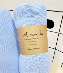 decke-805-881-02 Babydecke hangemacht 100% Baumwolle hellblau