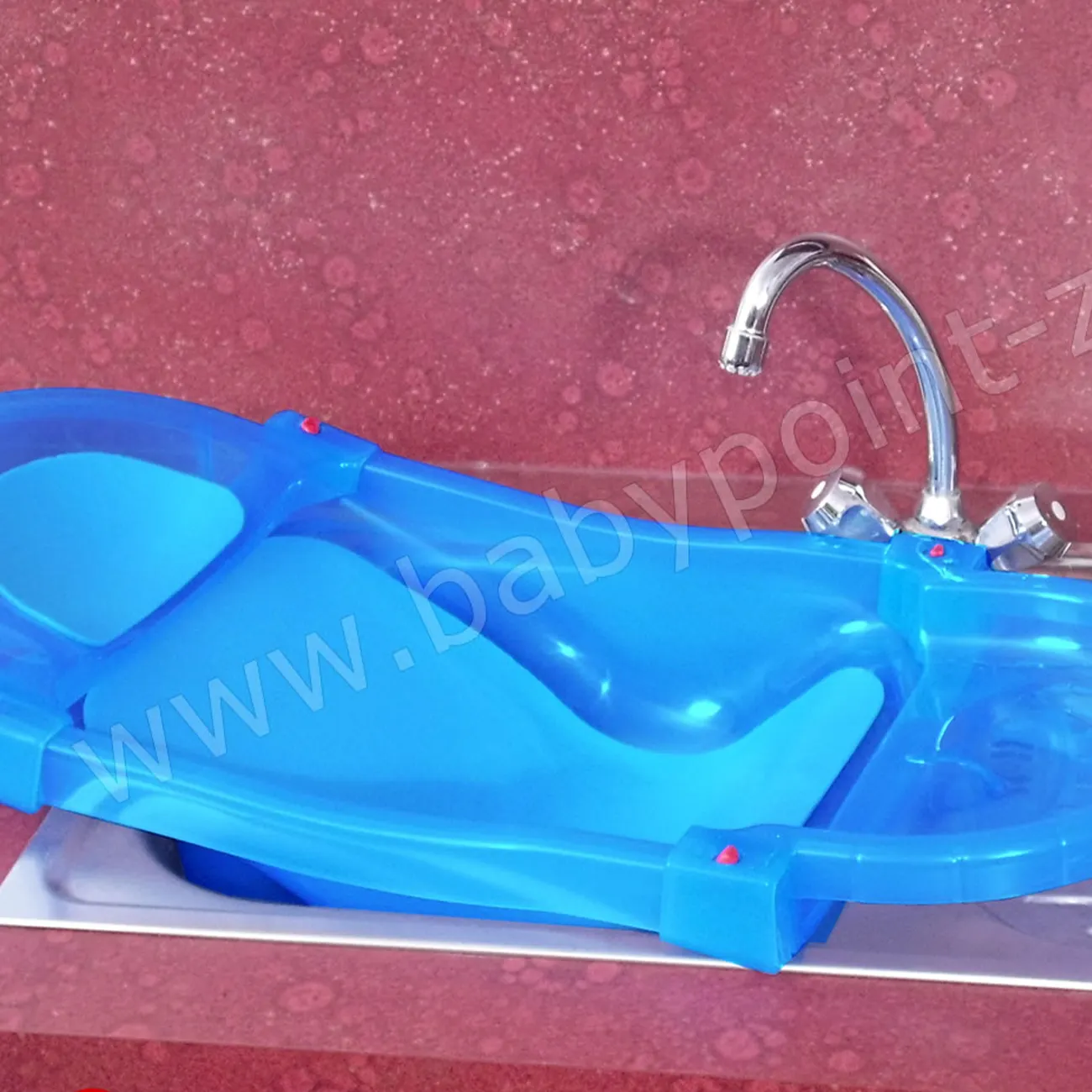 ZEKIWA Baby Badewanne [LEICHT UND ROBUST] das erste Planschbecken für Ihr Baby - Babywanne ausziehbar bs 74cm - bis max 9kg - mit Polsterung - Babywanne Blue