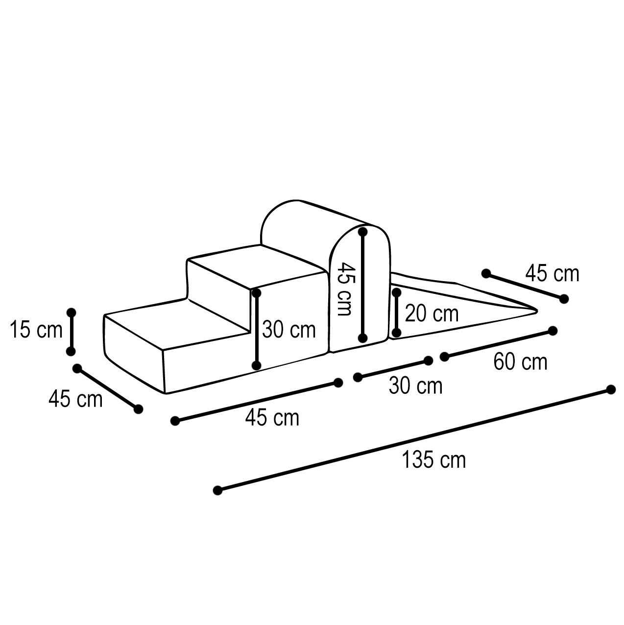PLUSH NEST Spielplatz, 3 Elemente, hellrosa, Premium-Cord