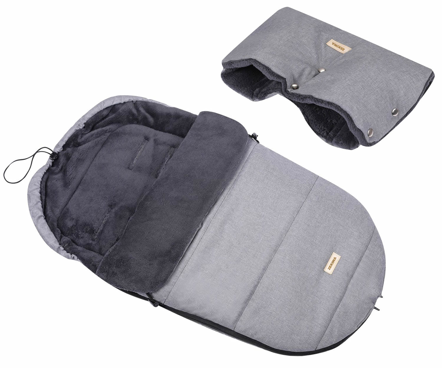 Winterschlafsack für Kinderwagen mit Muff, Hellgrau