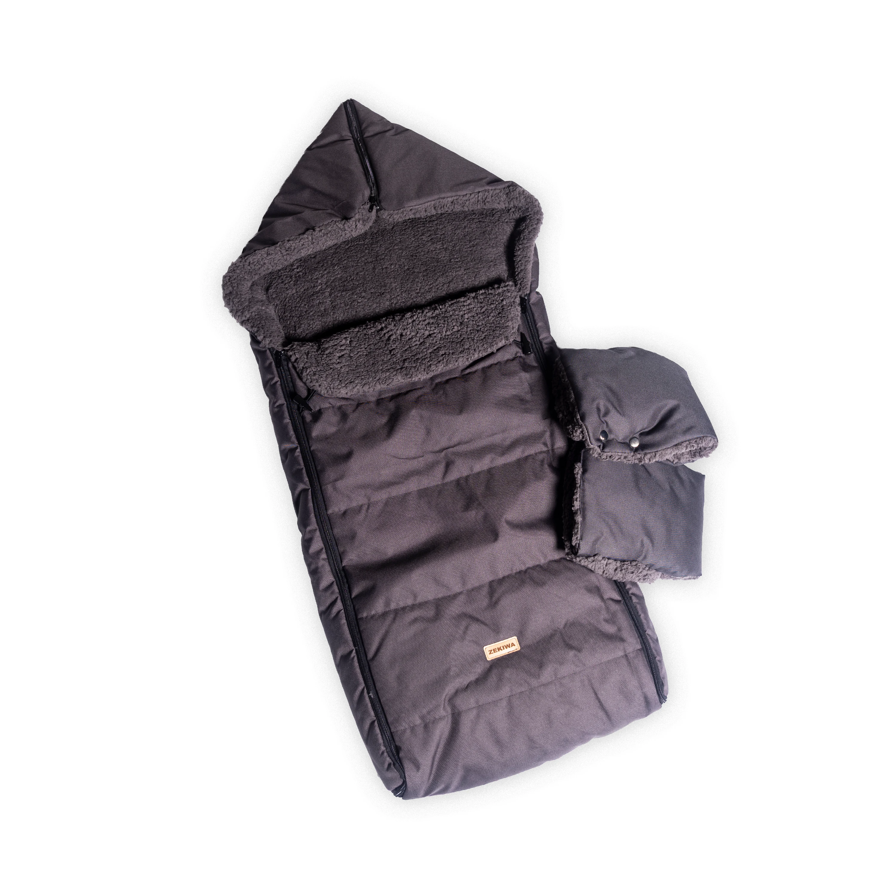 Warmer Winter Fußsack / -Schlafsack mit Handschuhen für Kinderwagen oder Schlitten, Graphit, TEDDY, Graphit  110 cm