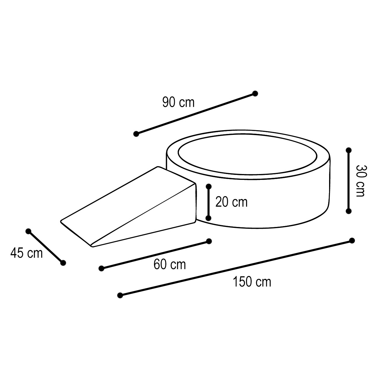 PLUSH NEST Spielplatz-Trockenplanschbecken 90×30 + Dreieck (+200 Bälle: Perlmutt, Perlmint, Silber), grün, Premium-Cord