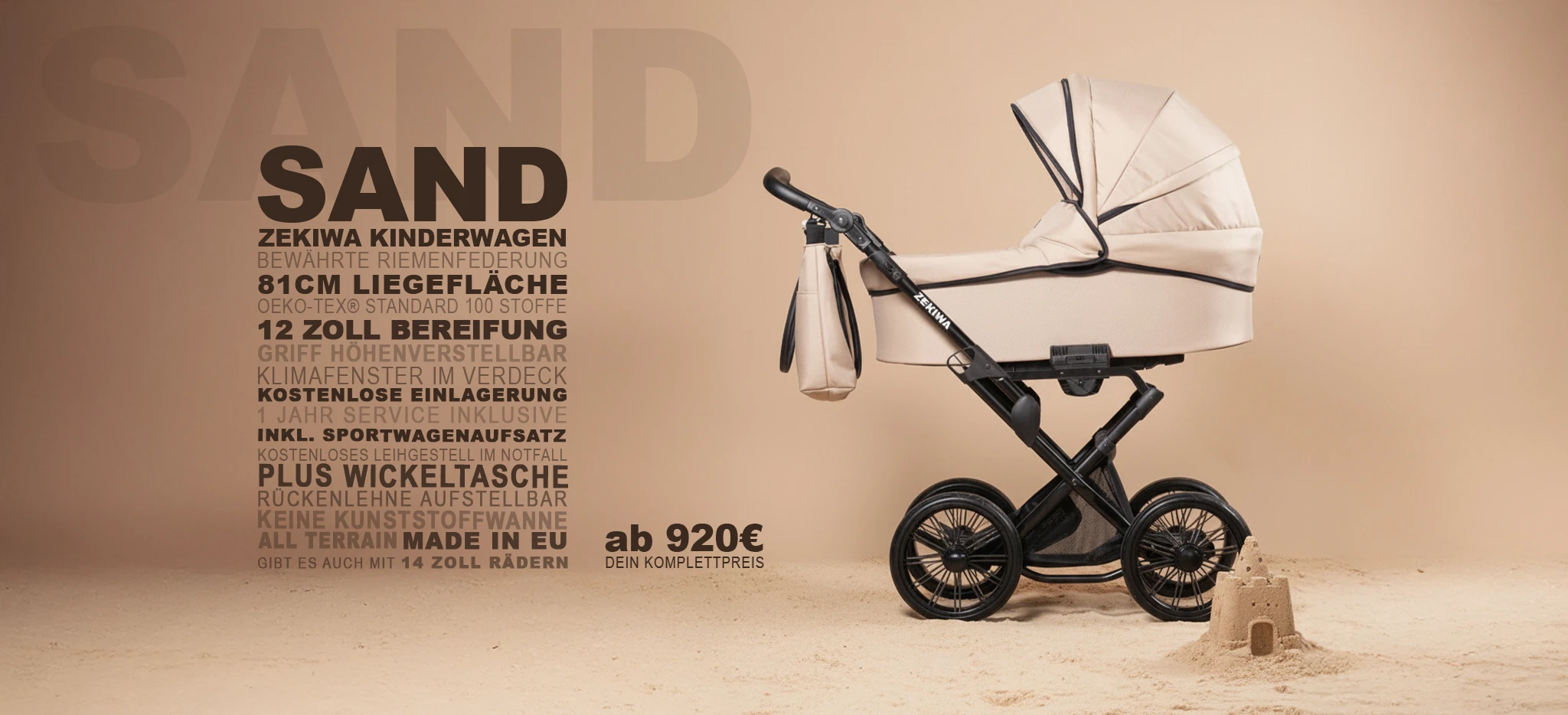 ZEKIWA Touring Max Sand 2 in 1 Kinderwagen