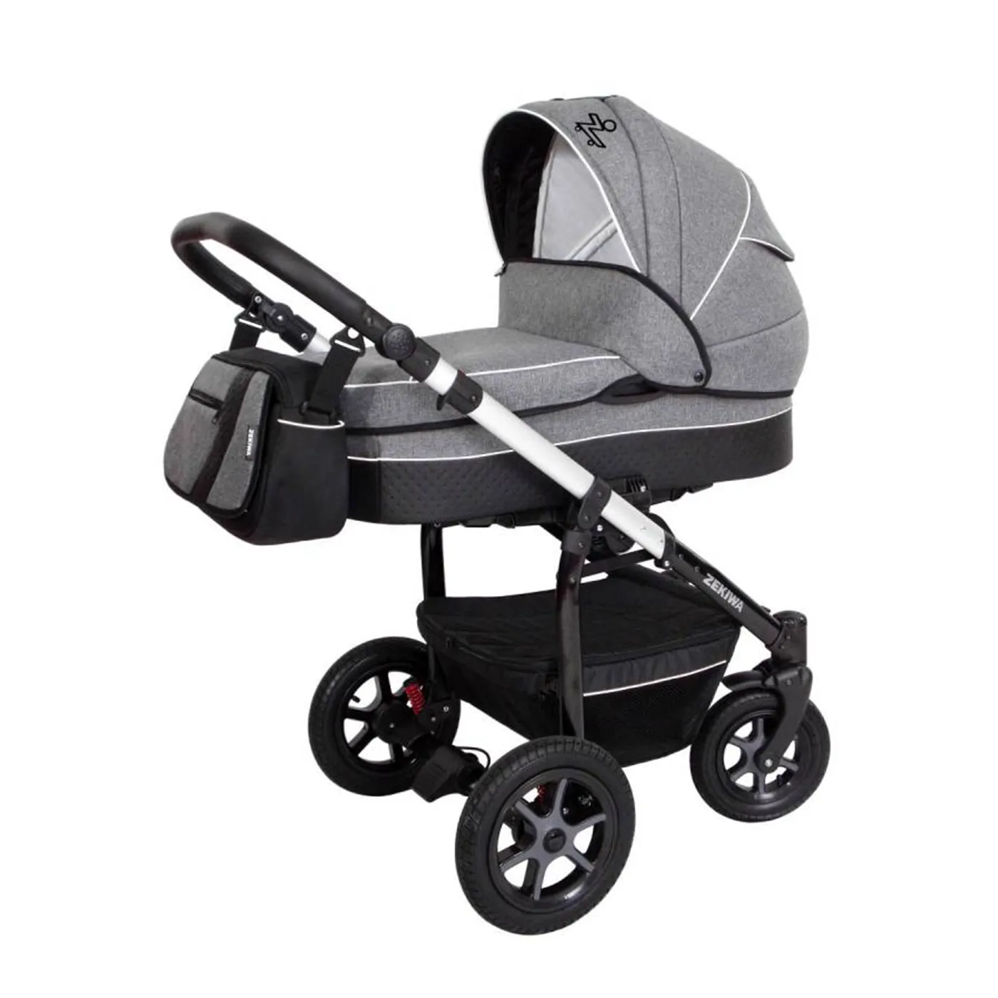 Kombikinderwagen Saturn Dark Grey mit XXL Liegefläche, Sportwagenaufsatz und Wickeltasche mit Wickelunterlage, Insekten- und Regenschutz Kombikinderwagen Saturn Dark Grey mit XXL Liegefläche, Sportwagenaufsatz und Wickeltasche mit Wickelunterlage, Insekten- und Regenschutz