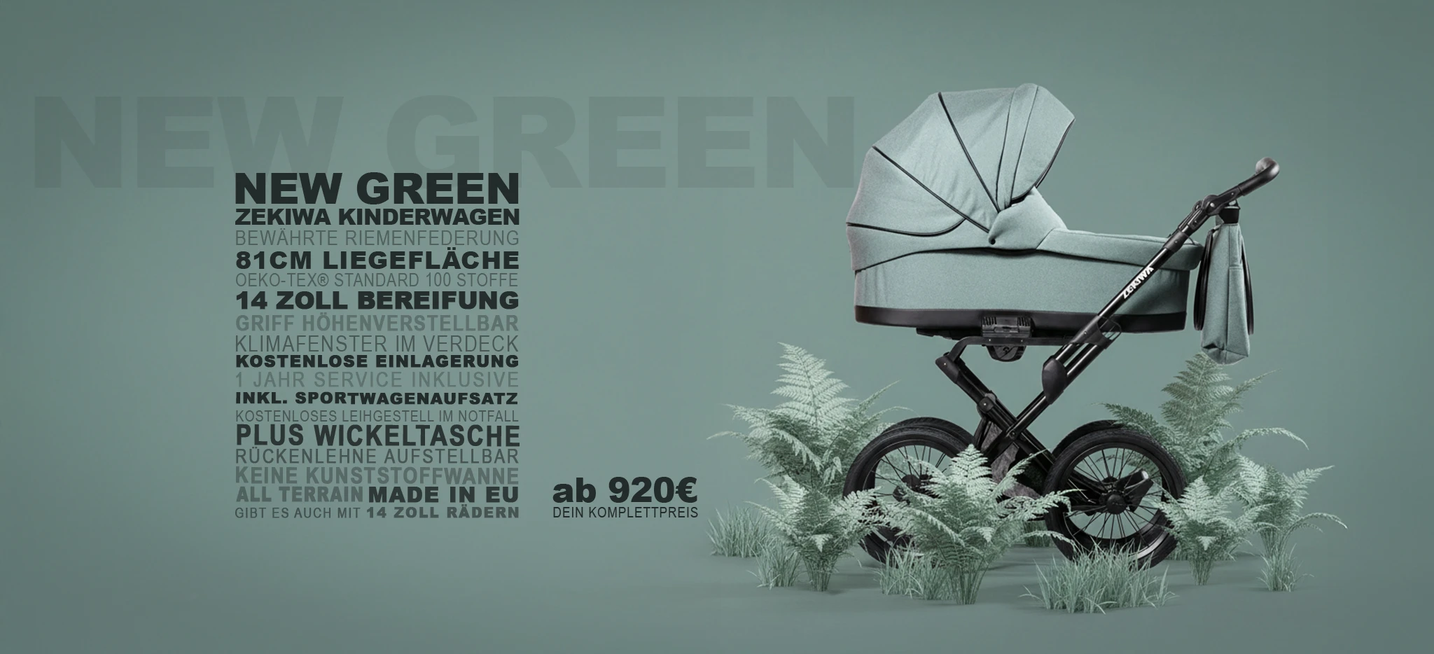 ZEKIWA Touring Max New Green 2 in 1 Kinderwagen