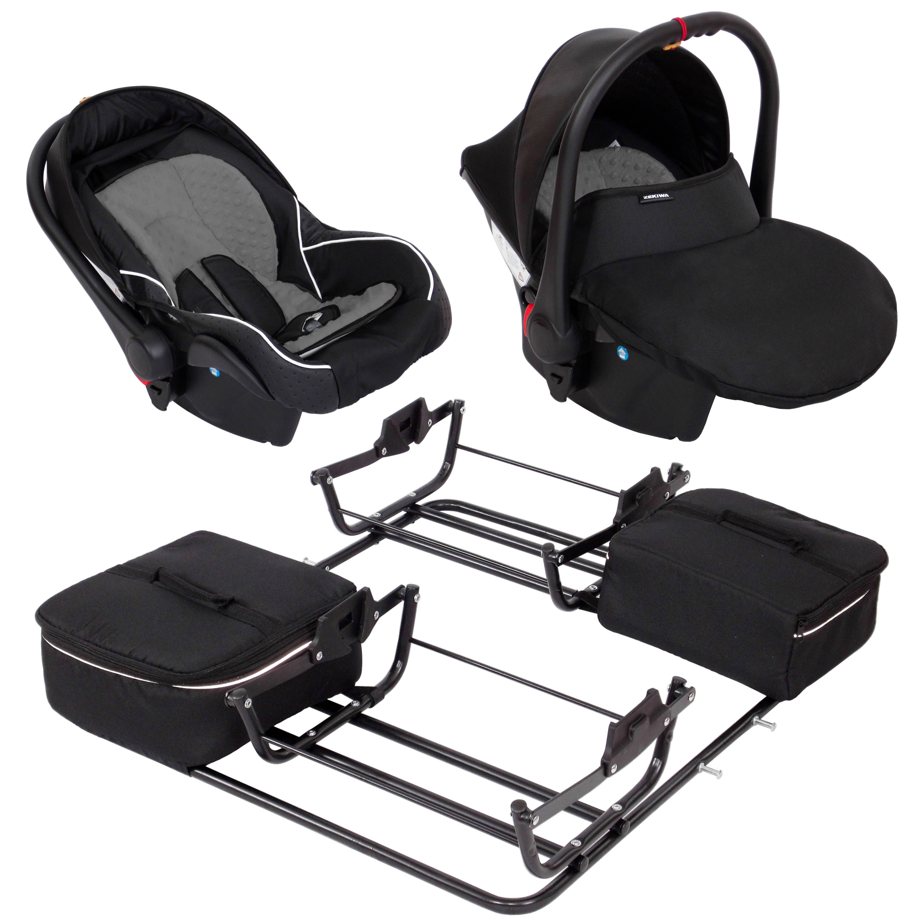 2 Babyschalen mit Adapter für Sport Duo schwarz-grau