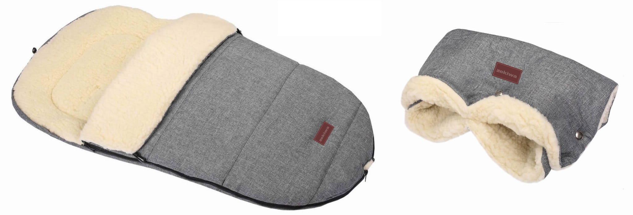 T802576-01-FS-Muff-Grau Fußsack + Muff grau