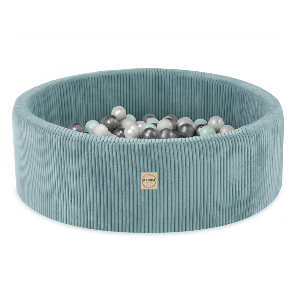 Plush Nest Bällebad rund 90x30 cm, Cord-blau inkl. 200 Bälle Plush Nest Bällebad rund 90x30 cm, Cord-blau inkl. 200 Bälle