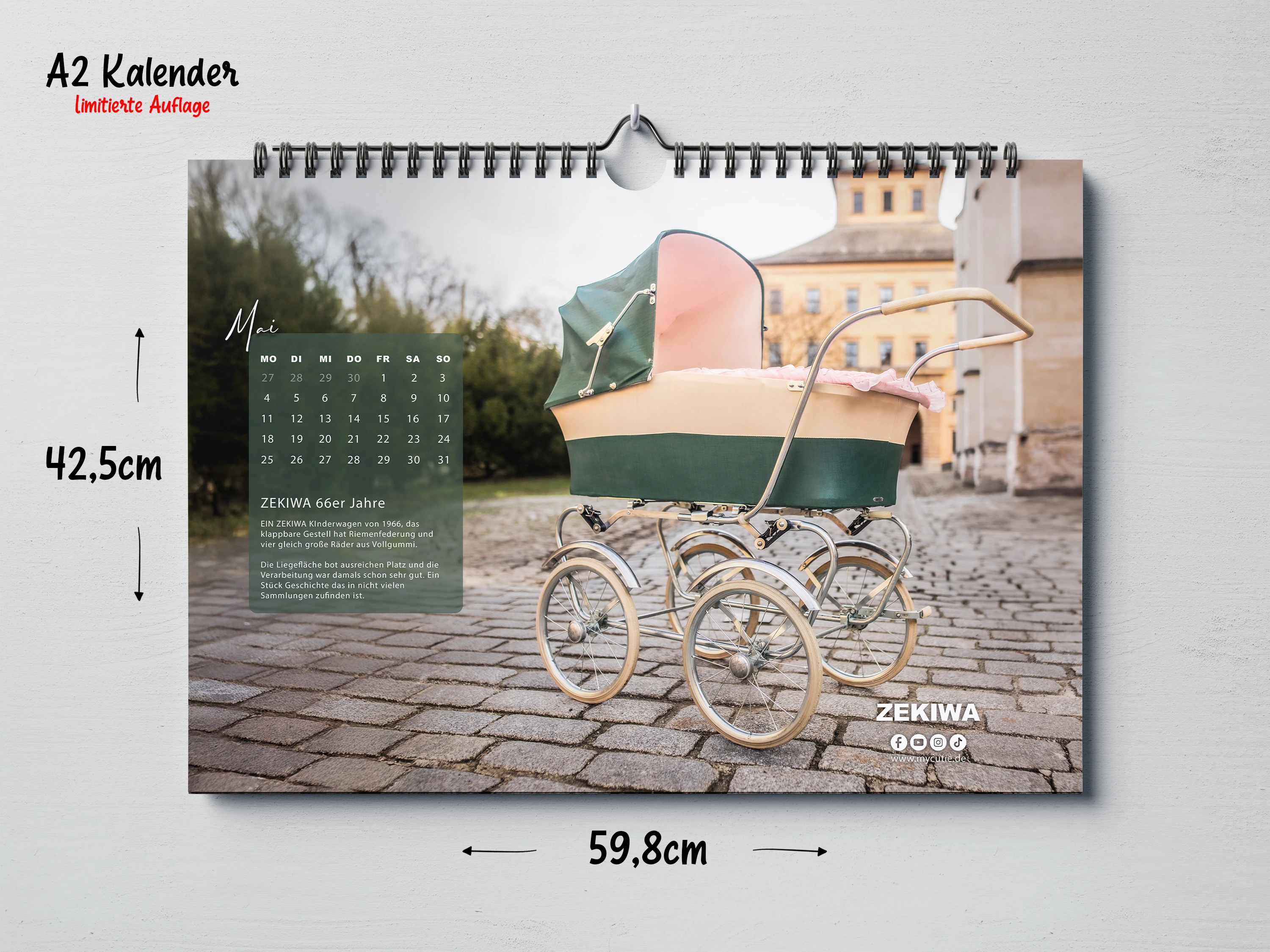 ZEKIWA Kultkalender 2026 mit 12 Exklusiven Bildern und Kinderwagen Damals wie heute