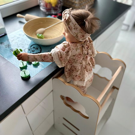 Kinderküchenhelfer, Küchenhocker, Küchenhelfer, 2 Ebenen, weiß, Wolke, Holz