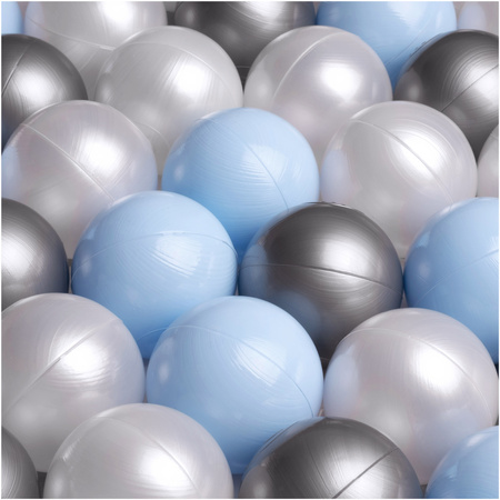 Bälle für Bällebad, 200er Set: pearl, silber, hellblau, 6 cm, 