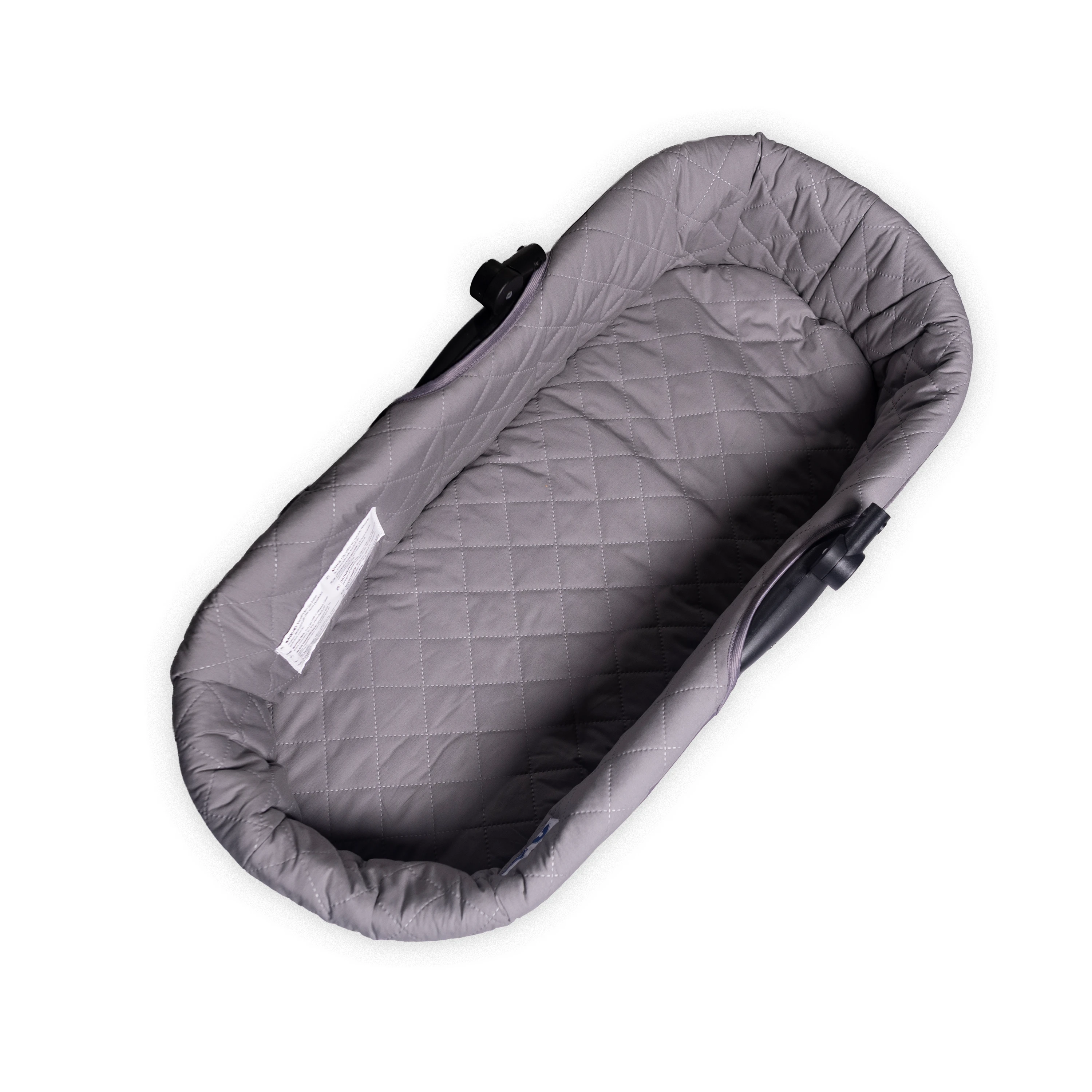 Nestchen & Matratze für ZEKIWA Kinderwagen – Grau, abgesteppt, mit seitlichem Klettverschluss (81 cm)