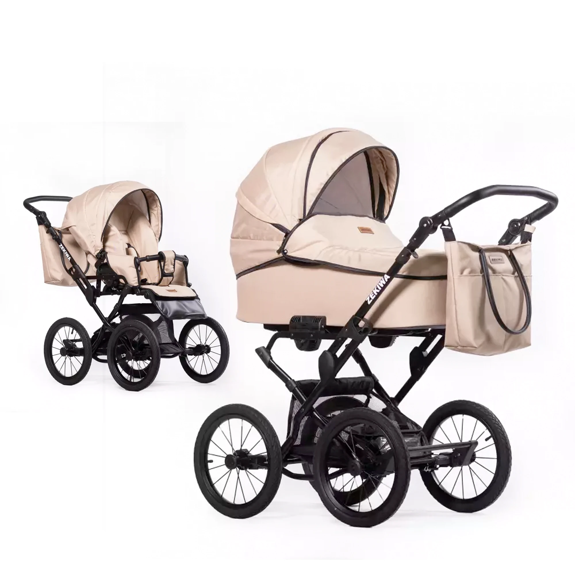 Kinderwagen "Sand" Konfigurationswagen Saturn Royal / Touring Max - XXL Wanne mit 81cm Liegefläche - inkl. Sportwagenaufsatz und Wickeltasche