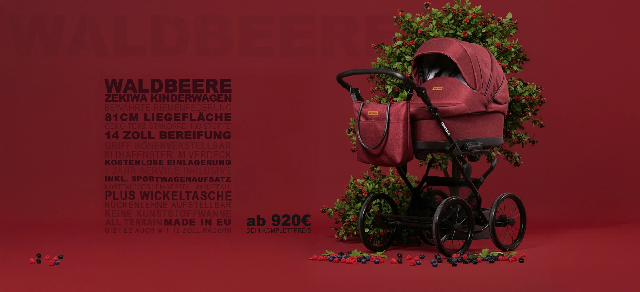 ZEKIWA Touring Max Waldbeere 2 in 1 Kinderwagen
