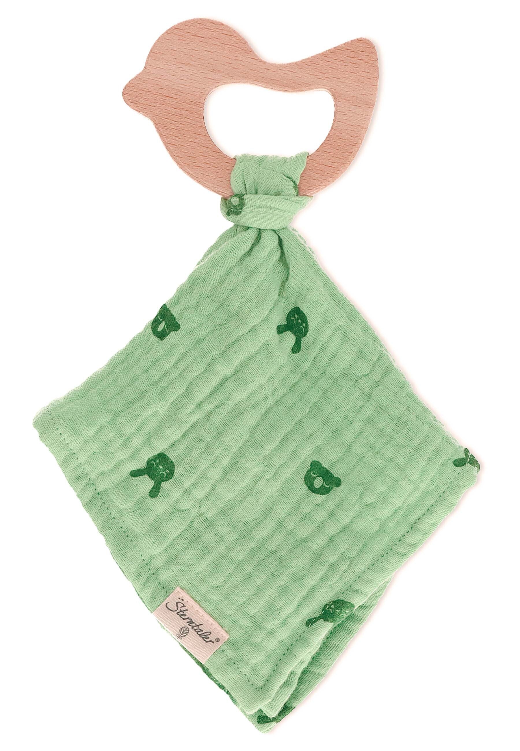 Sterntaler Schmusetuch mit Holz-Beißring Stay true to nature - Farbe blassgrün Sterntaler Schmusetuch mit Holz-Beißring Stay true to nature - Farbe blassgrün