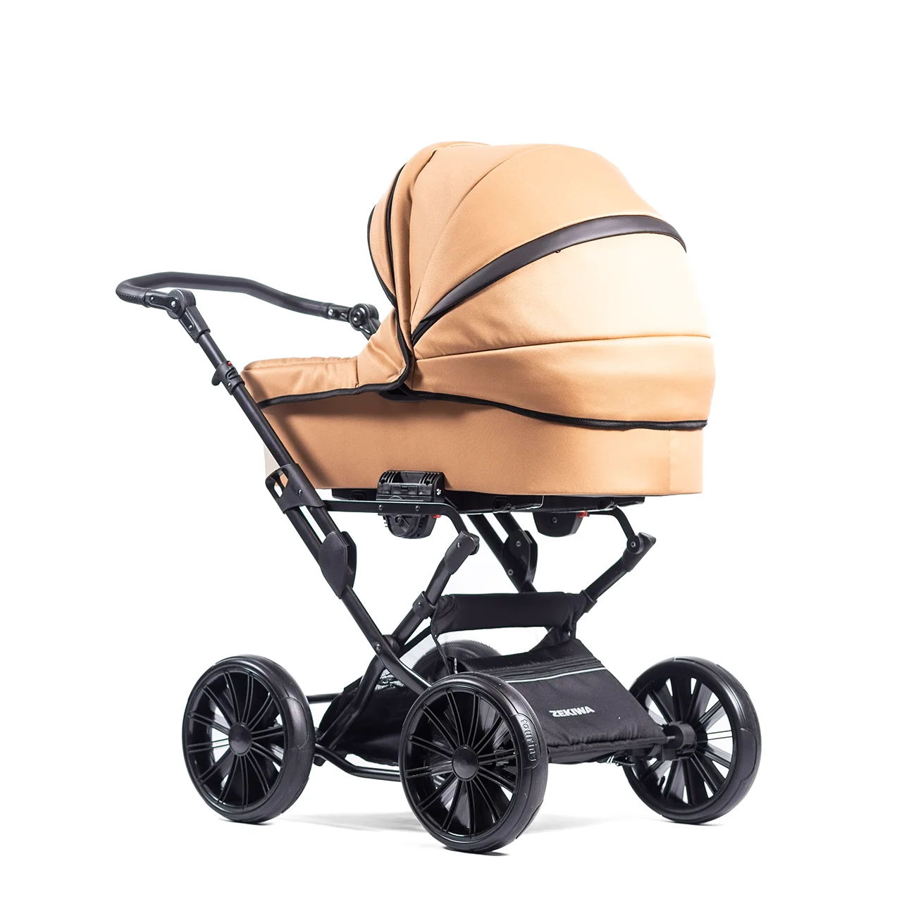 ZEKIWA 3 in 1 Kinderwagen Set GROBE WANNE Gestell in schwarz Fur jedes Geklande RIEMENFEDERUNG Sportwagenaufsatz Regenschutz Insektenschutz