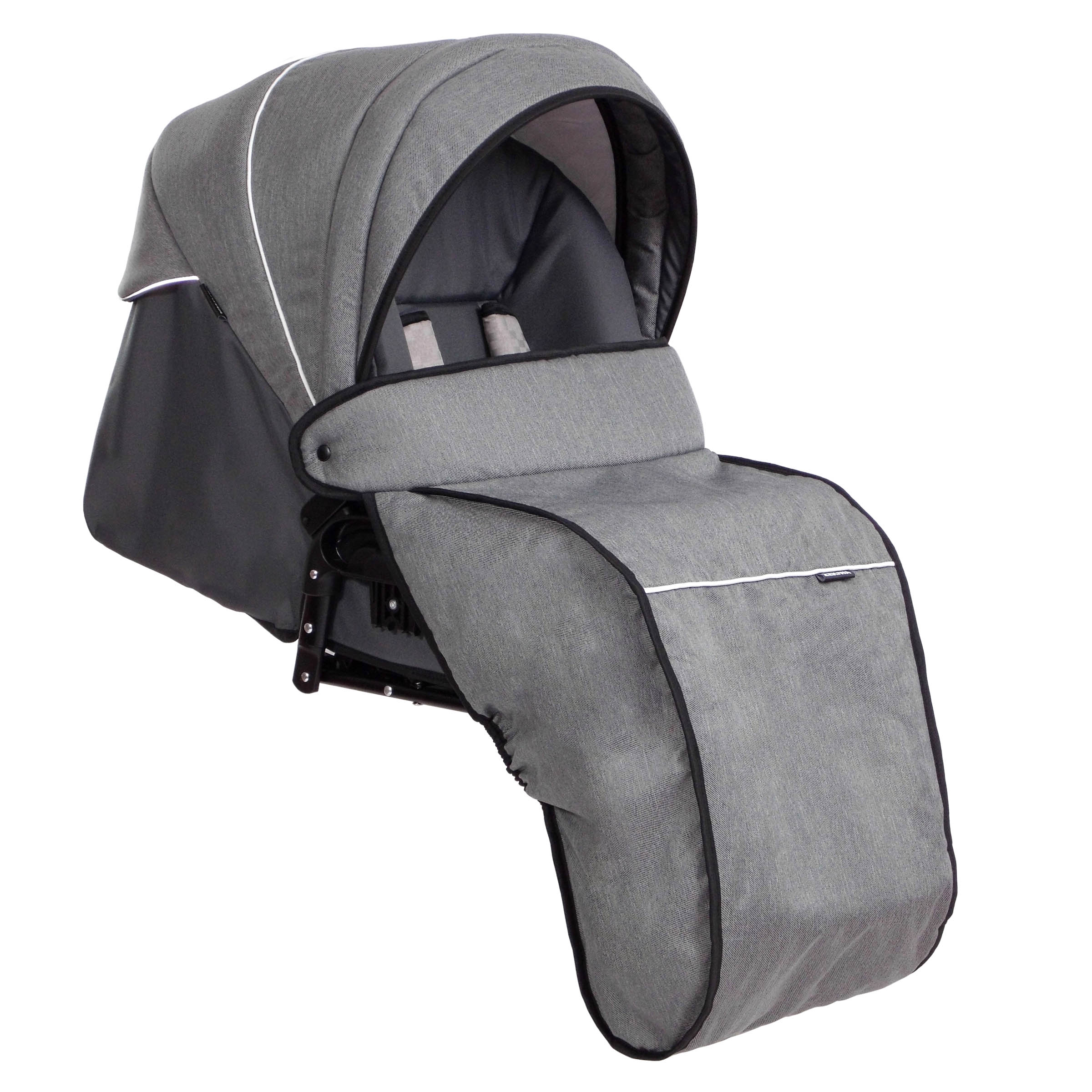 Kombikinderwagen Saturn Premium "Karogitter Beige" mit großer Liegefläche, integriertem Sonnensegel, Sportwagenaufsatz und Wickeltasche mit Wickelunterlage, Insektenschutz und Regenschutz