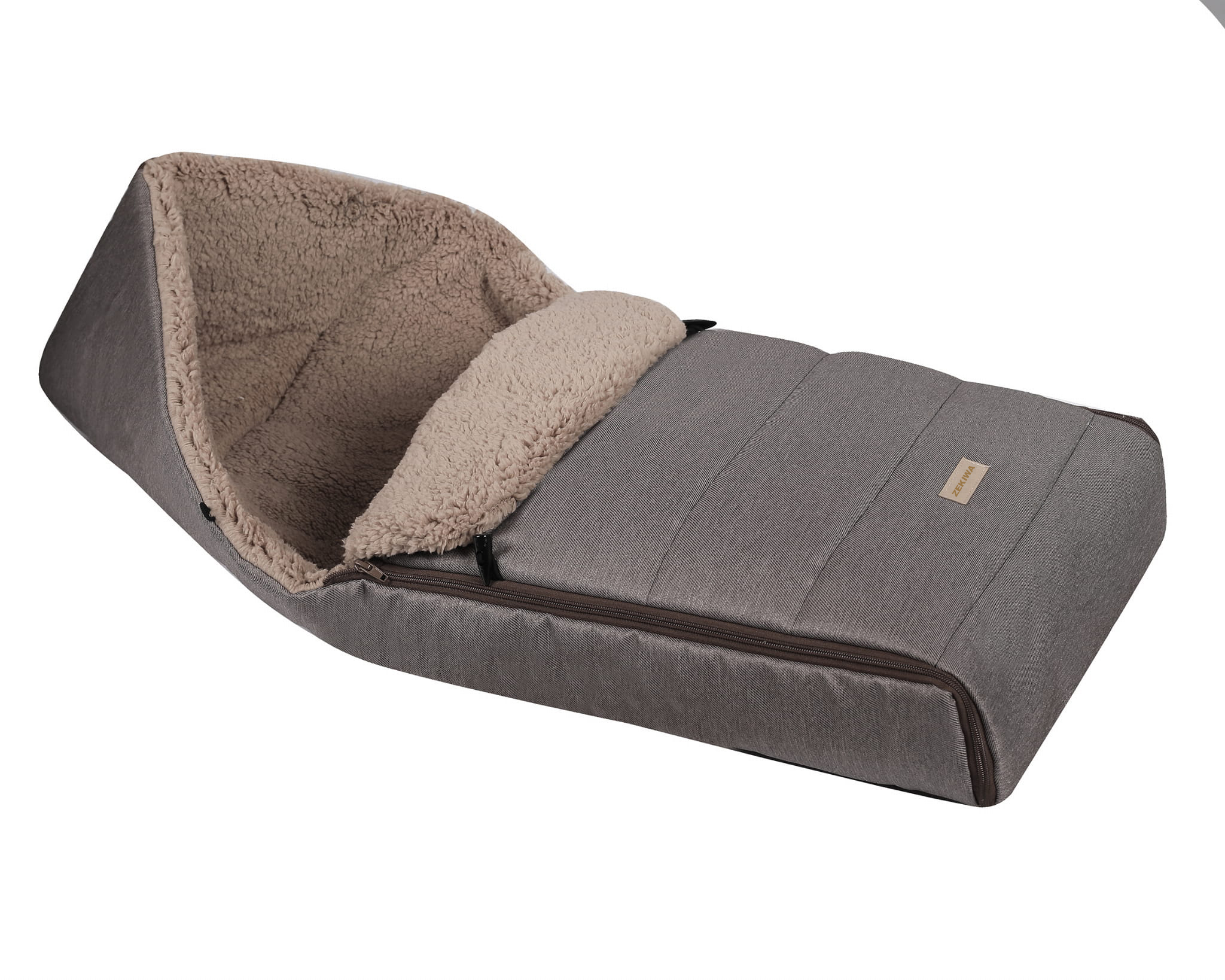 Warmer Winterschlafsack für Kinderwagen oder Schlitten, Cappuccino TEDDY braun 110 cm